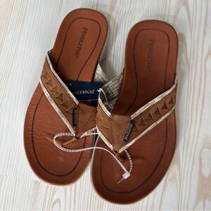 PENDLETON Mens Cannon Beach Leather Tribal Aztec Sandals Flip Flops size 8 NEW